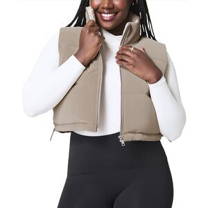 Spanx® Womens Two-In-One Velour Fleece Vest, Brown